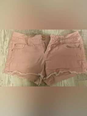 refuge Dusty Pink Frayed Hem High-Rise Jean Shorts